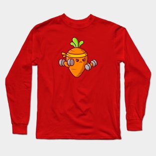 Cute Carrot Lifting Dumbbell Cartoon Long Sleeve T-Shirt